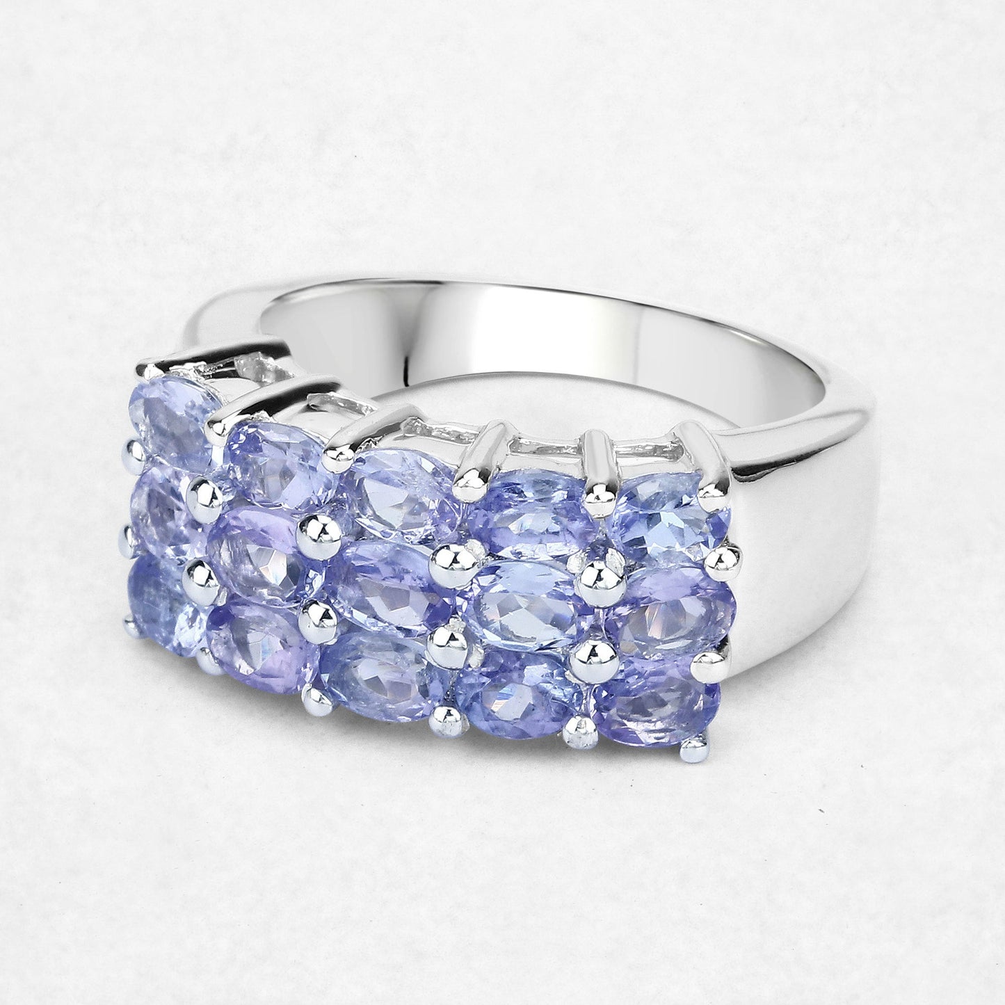 2.55 Carat Genuine Tanzanite Sterling Silver Engagement Ring