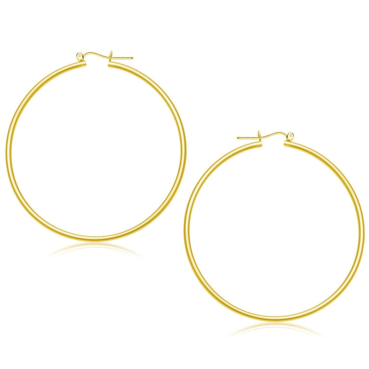 Boucles d'oreilles créoles en or jaune 14 carats poli - 55 mm