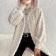 Beige Long Sleeve Fuzzy Hooded Jacket - Cozy Outerwear