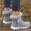 Stylish Plush Ankle Boots with Buckle Design for Women