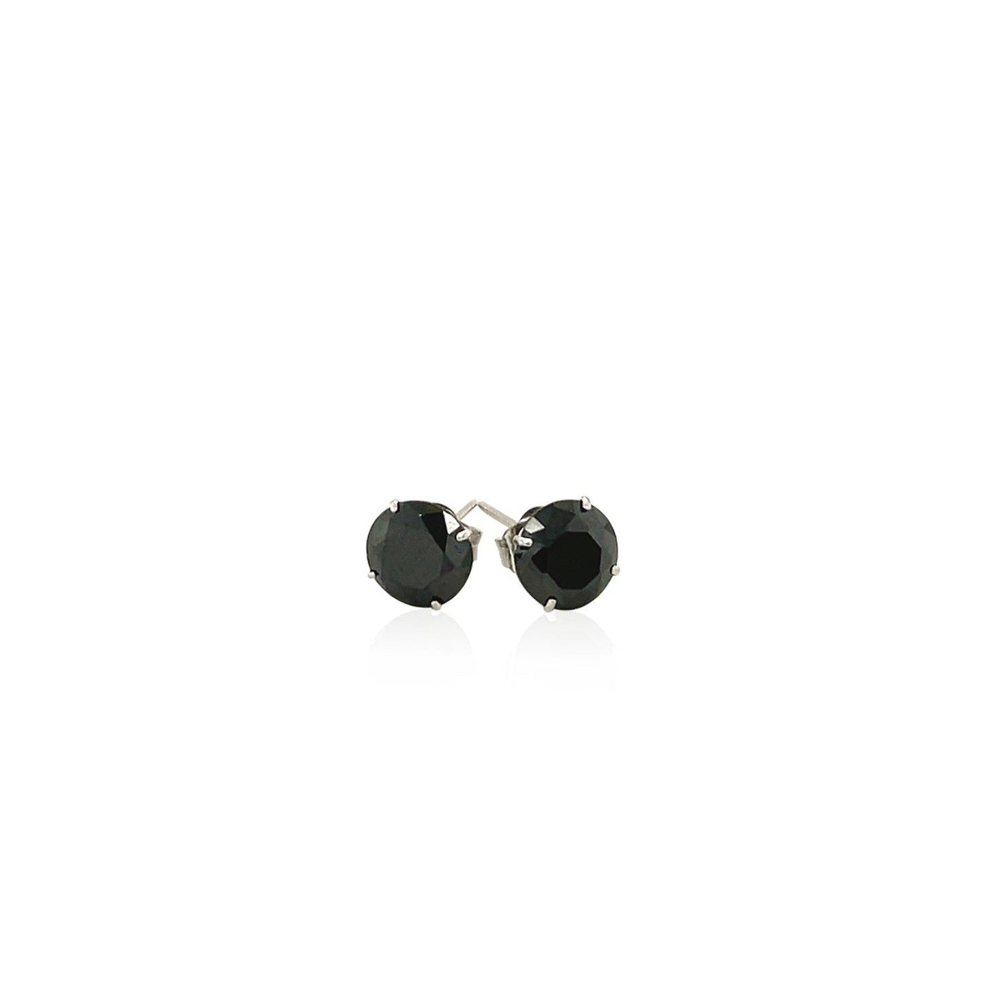 Boucles d'oreilles en or blanc 14k avec zircon cubique noir
