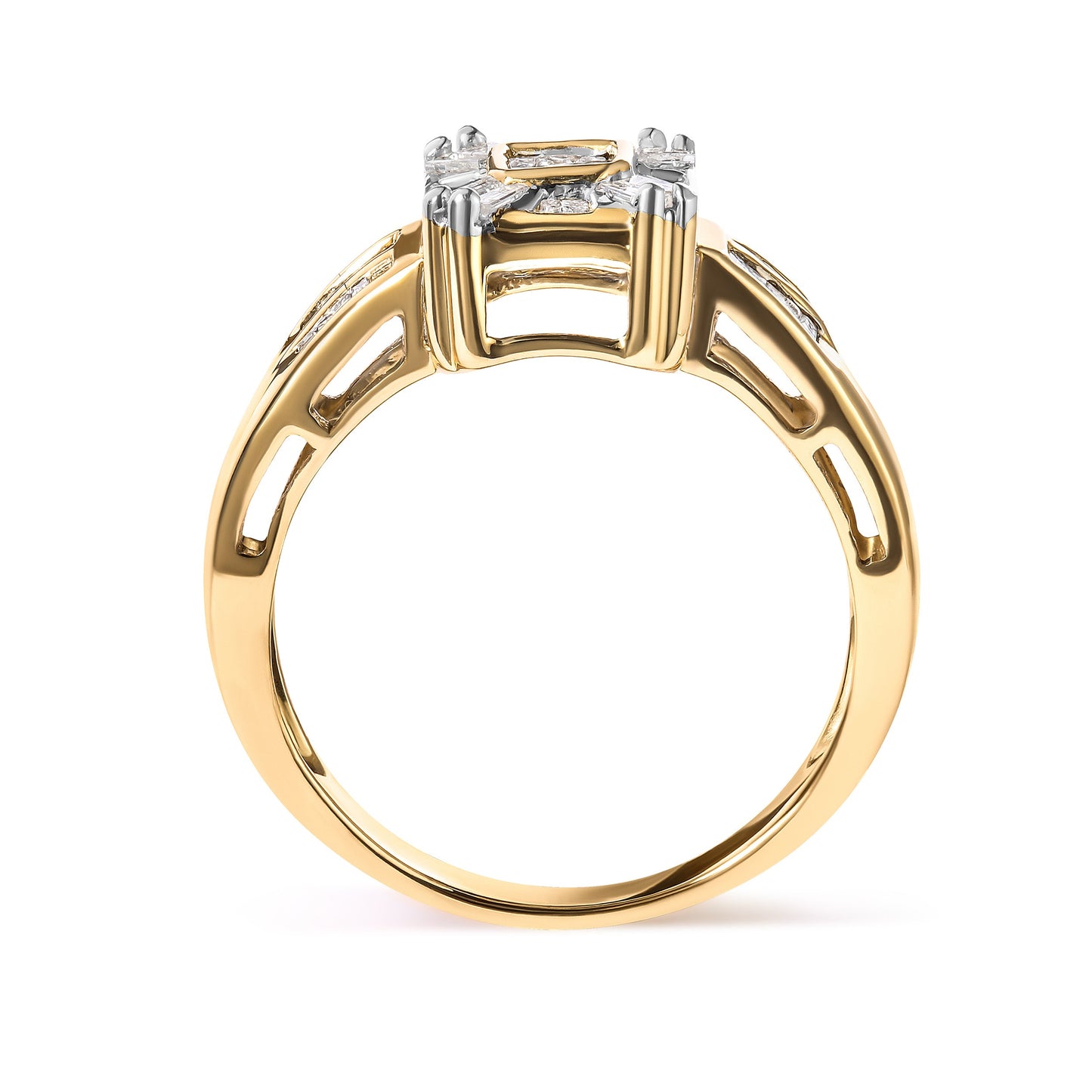 10K Yellow Gold 1/2 Cttw Diamond Composite and Halo Ring - Size 7