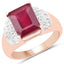 Bague en argent sterling plaqué or rose 14K avec rubis et topaze blanche