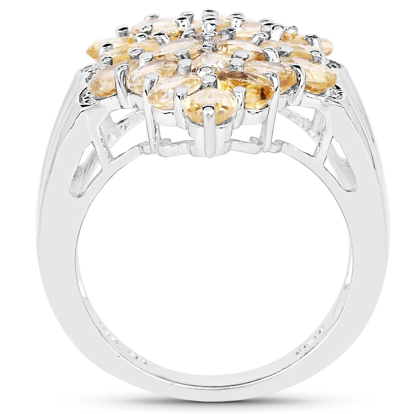 Bague en argent sterling avec citrine et topaze blanche de 3,54 carats