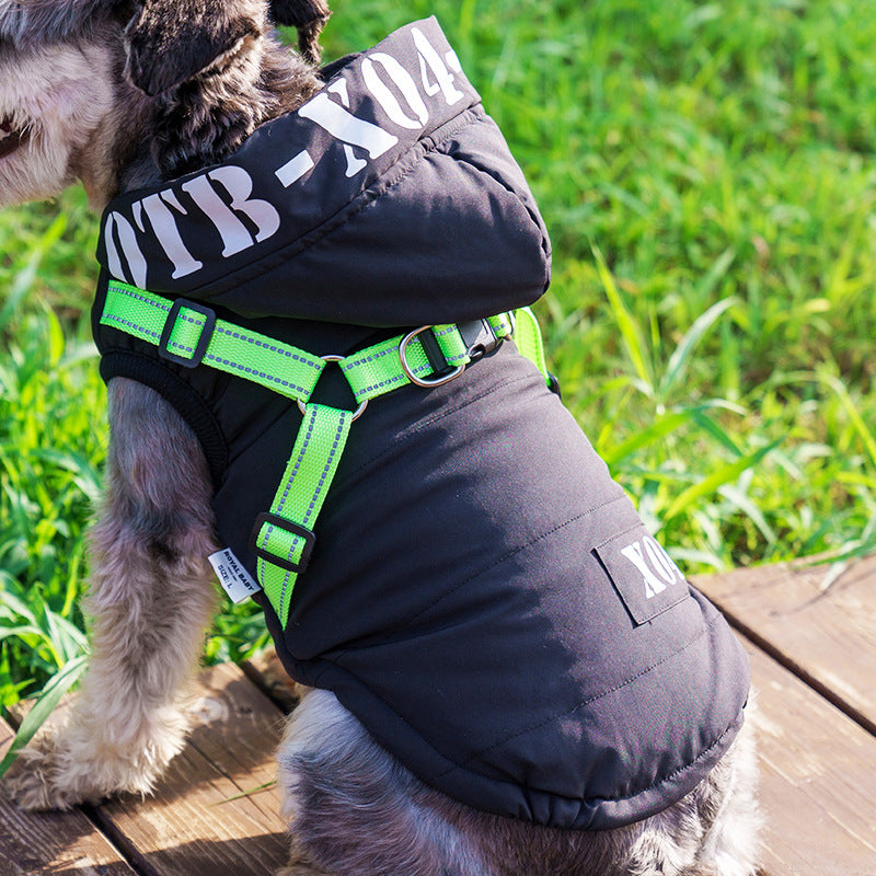 Fleece-Lined Waterproof Dog Jacket with Hood