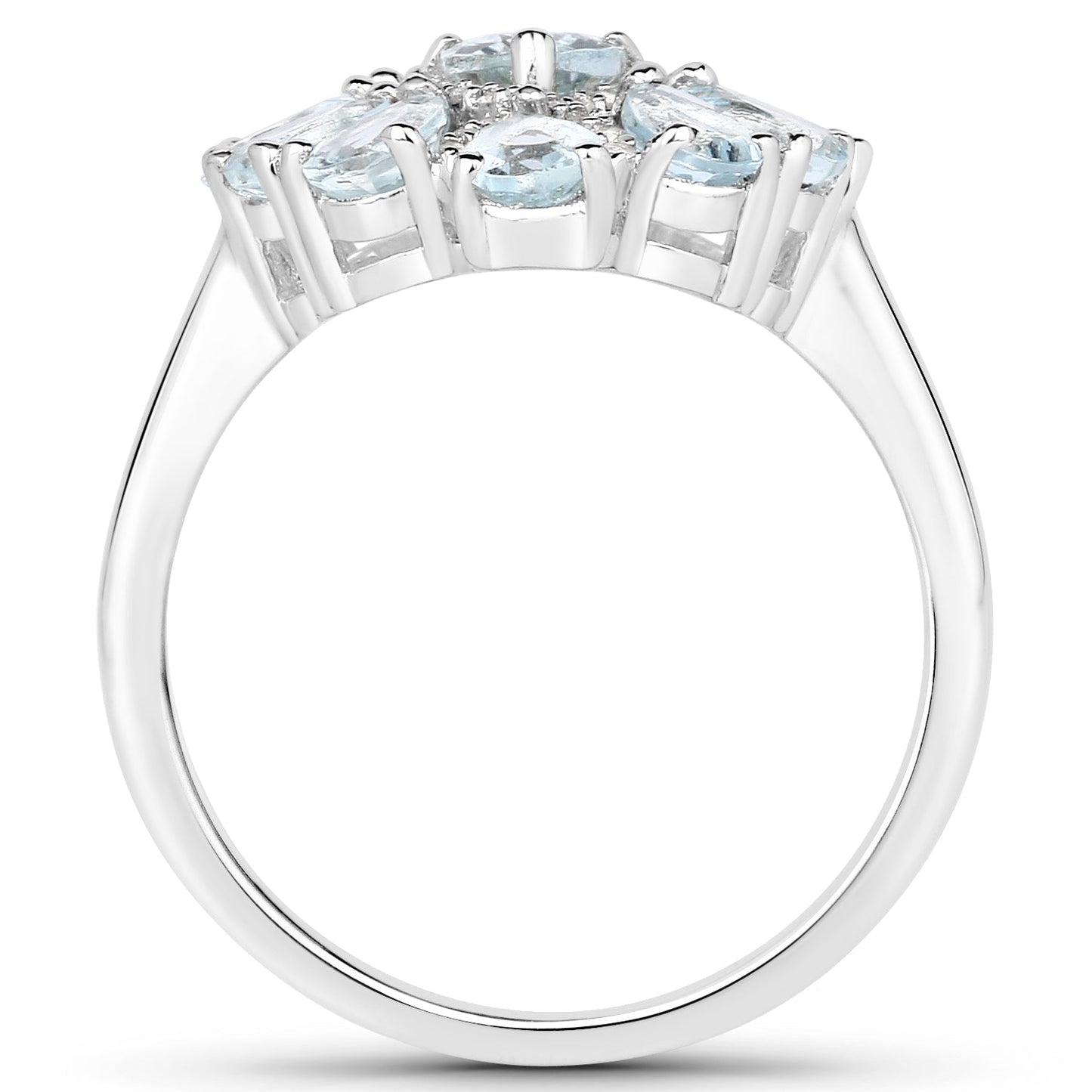 1.89 Carat Aquamarine & White Topaz Sterling Silver Engagement Ring