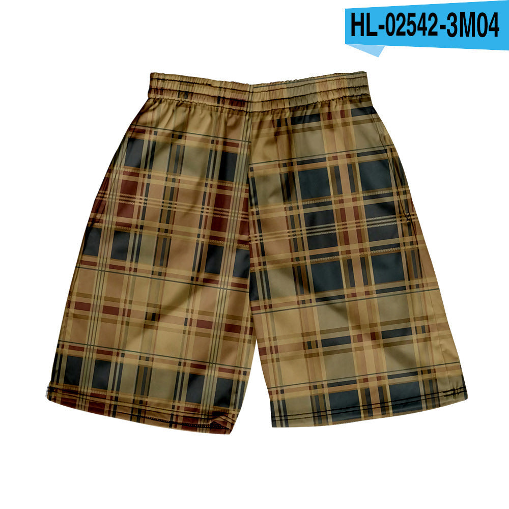 Men's Plaid Casual Beach Shorts