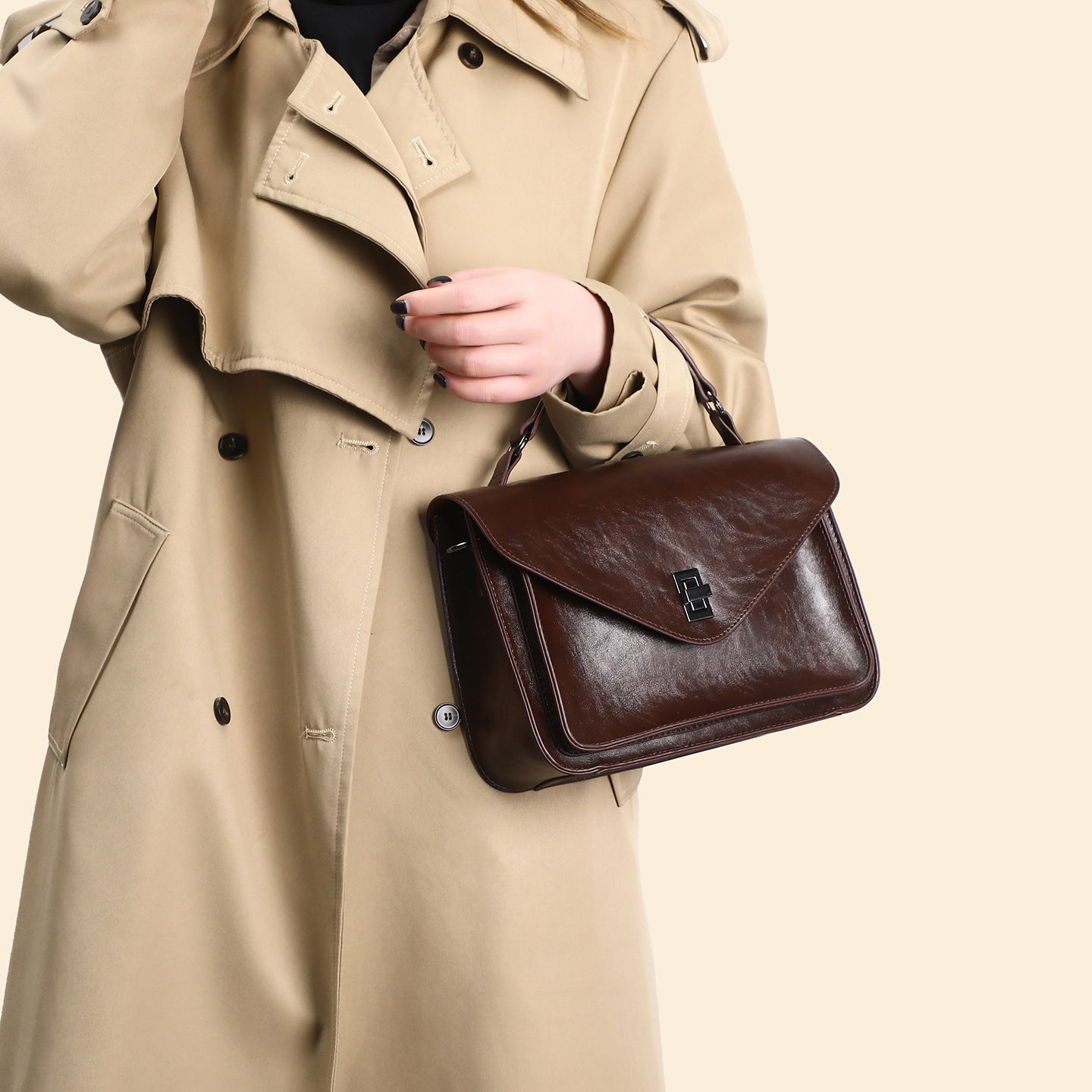 Elegant Oil-Waxed Leather Crossbody Bag for Women