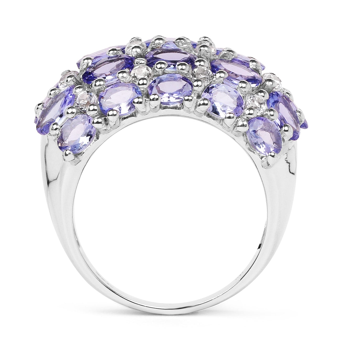 7.29 Carat Genuine Tanzanite & White Topaz Sterling Silver Ring