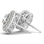14k White Gold Double Halo Round Diamond Earrings