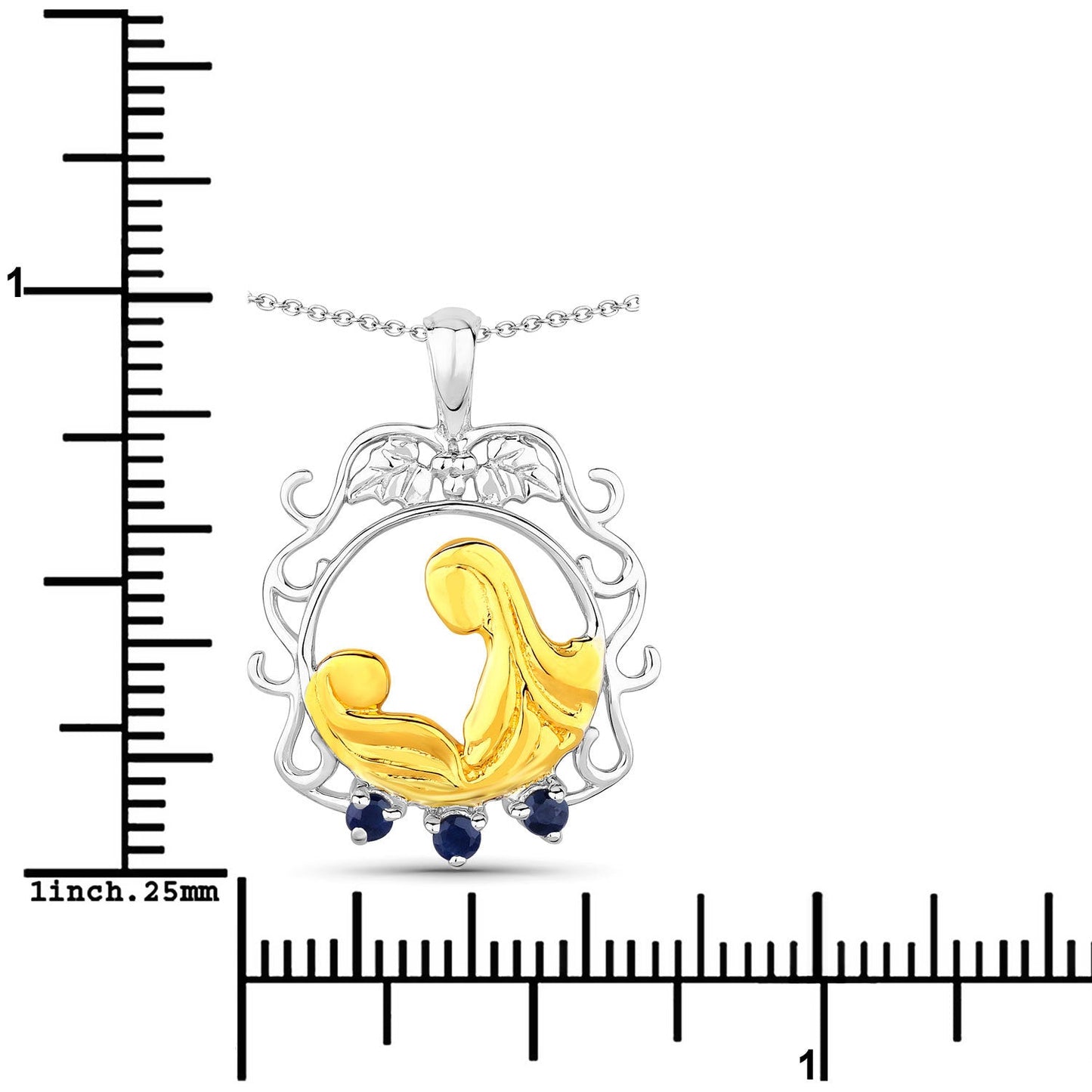Pendentif en argent sterling avec saphir bleu véritable de 0,12 carat