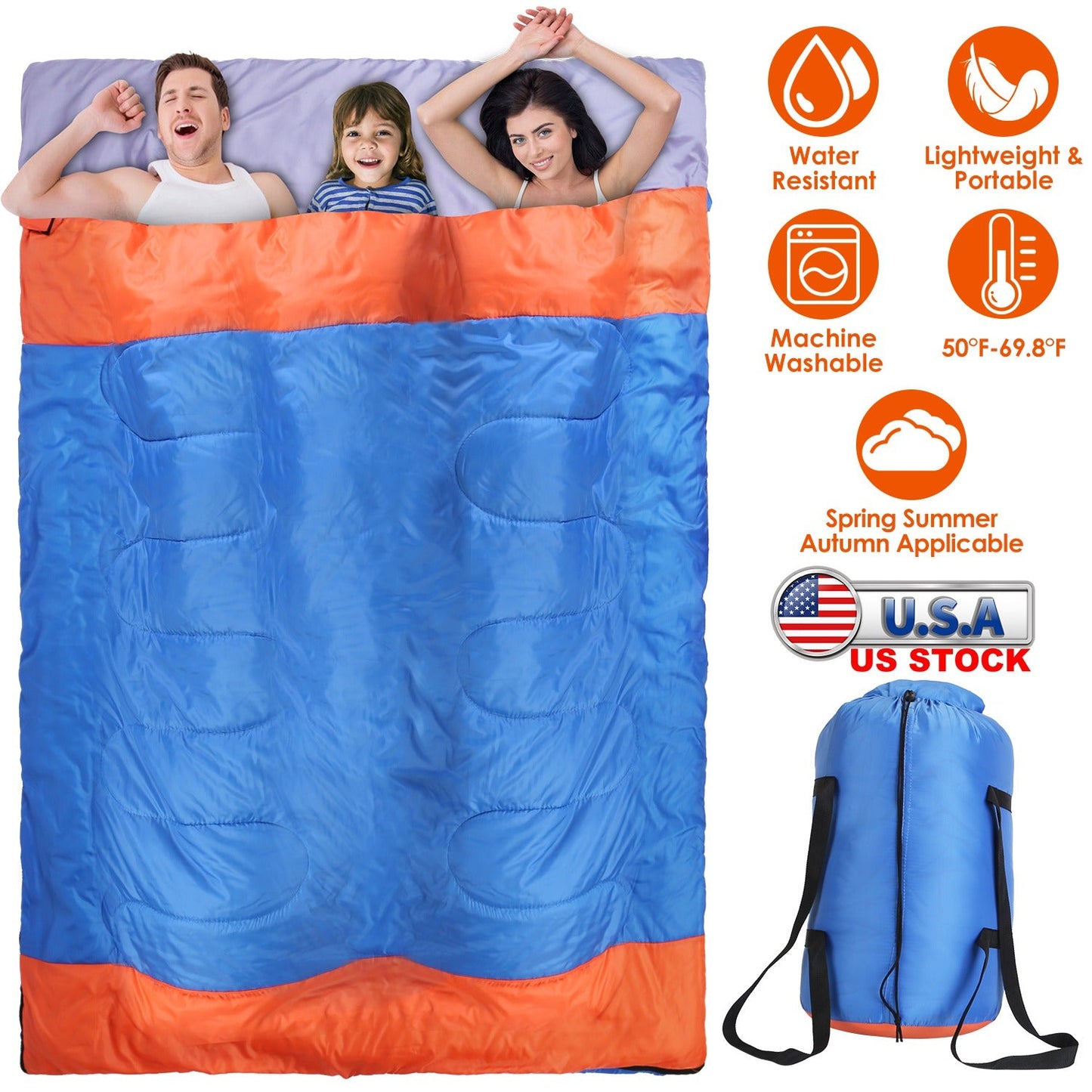 Saco de dormir plegable GBruno para 3 personas