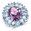 Bague en argent sterling avec améthyste de 7,79 carats, topaze bleue et tanzanite