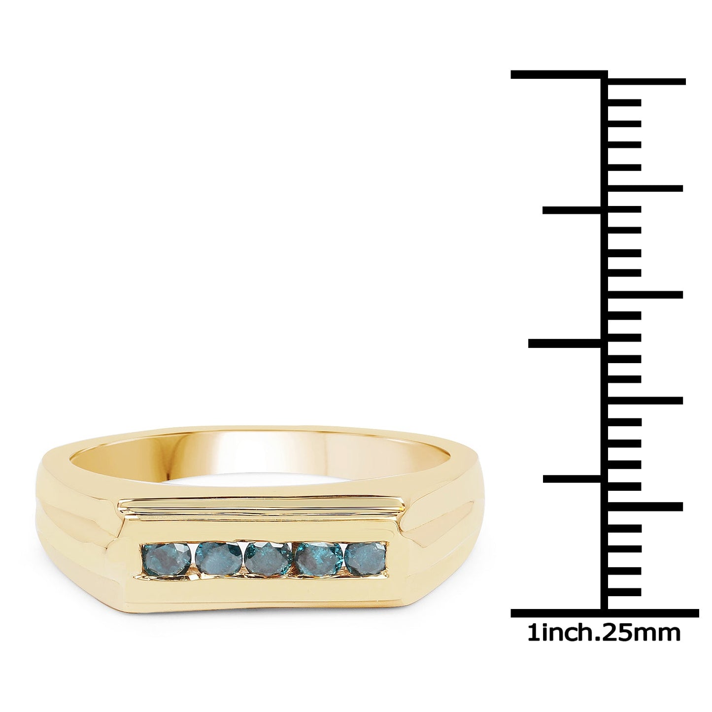 Bague de fiançailles en argent sterling plaqué or jaune 14K avec diamant bleu