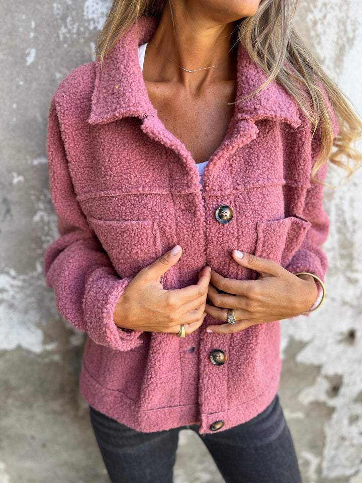 Women's Lamb Wool Cropped Coat - Stylish Winter Jacket