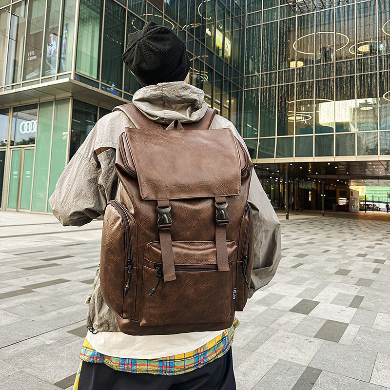 Retro Leather Laptop Backpack for Men and Women