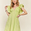 Vestido Babydoll con Mangas de Volante y Espalda Fruncida