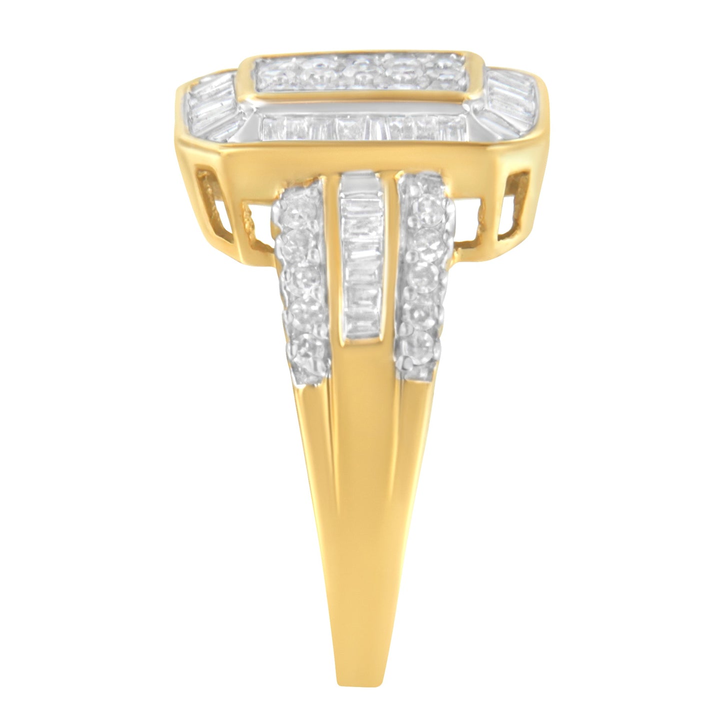 Anillo de Compromiso de Diamantes en Racimo de Oro Amarillo de 10K - Talla 7