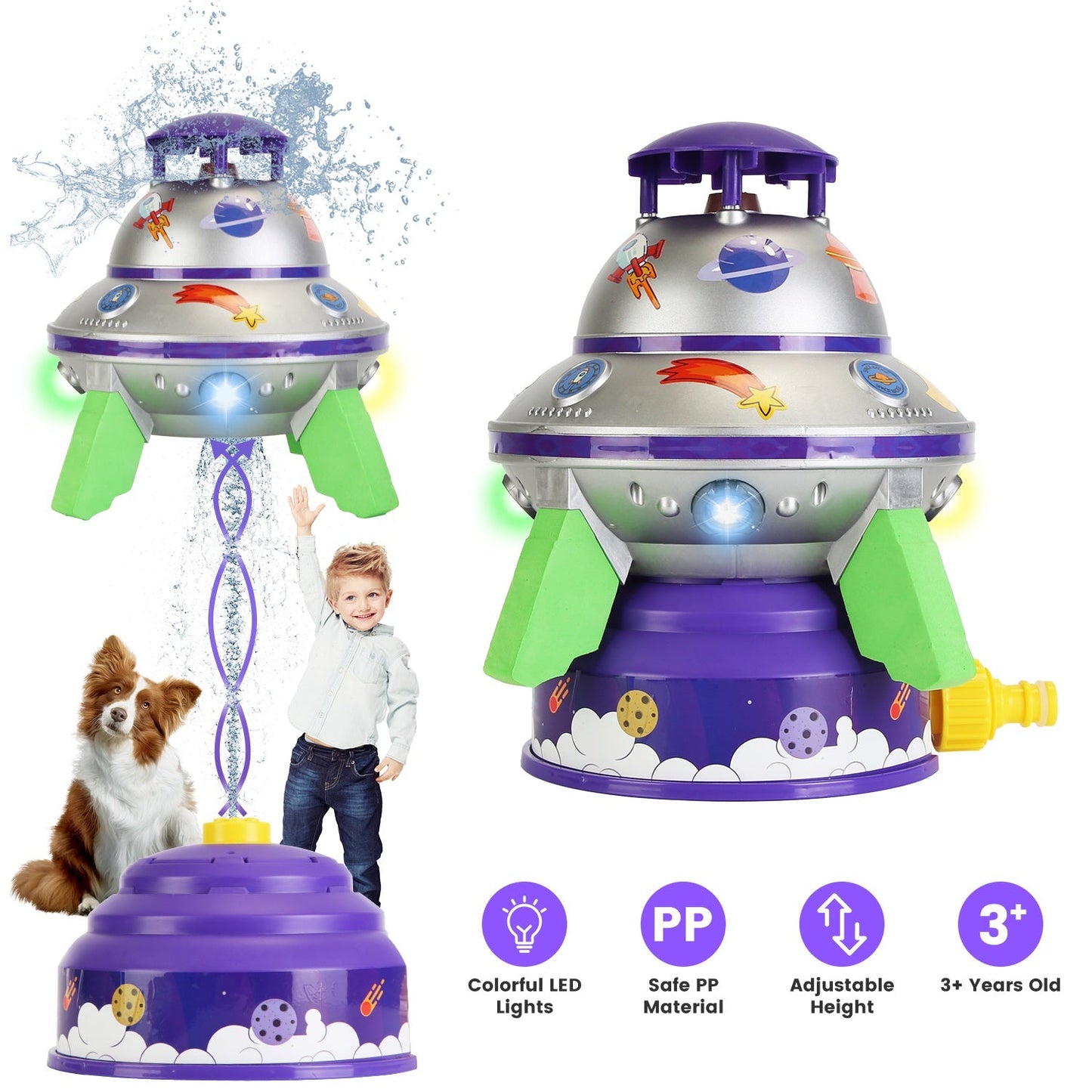 Gbruno UFO Water Sprinkler - Colorful LED Outdoor Toy