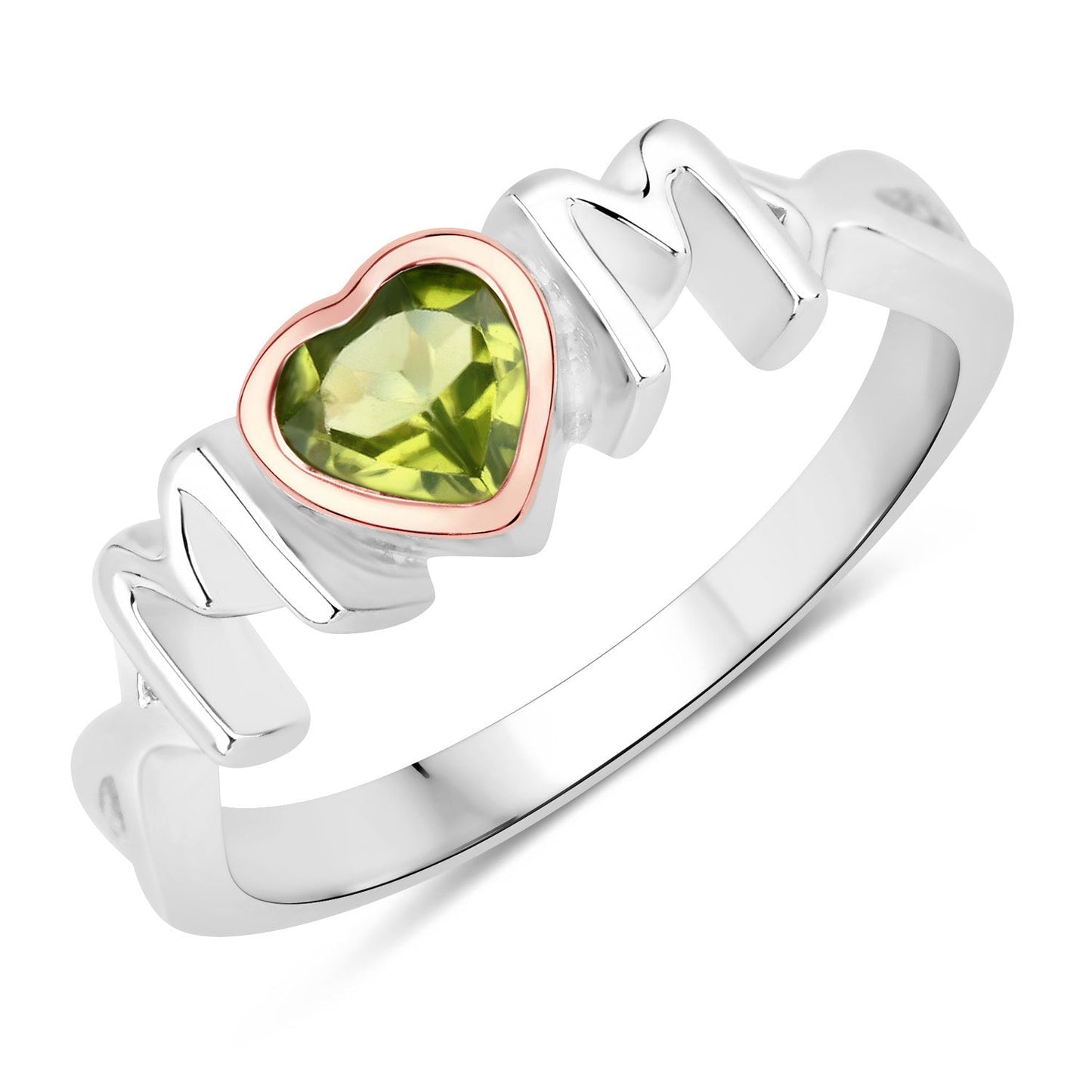0.44 Carat Genuine Peridot Sterling Silver Engagement Ring