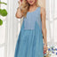 Vestido de Babydoll Sin Mangas con Botones Decorativos para Mujeres