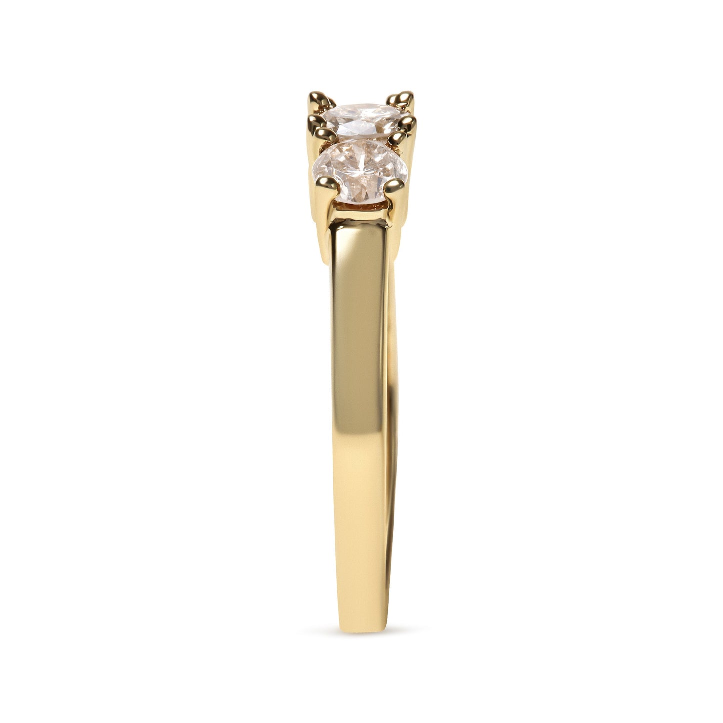 Bague en or jaune 10K avec diamants champagne à 3 pierres - Taille 7
