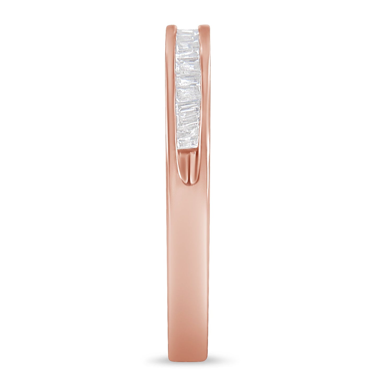 10K Rose Gold over Sterling Silver Diamond Channel-Set Band Ring - Size 6 3/4