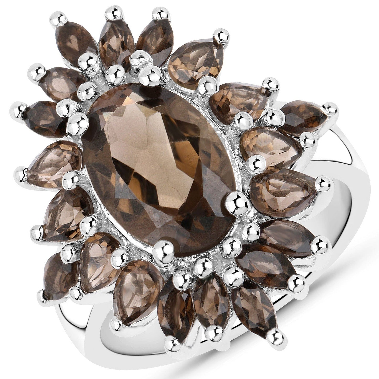 16.36 Carat Genuine Smoky Quartz Sterling Silver Jewelry Set