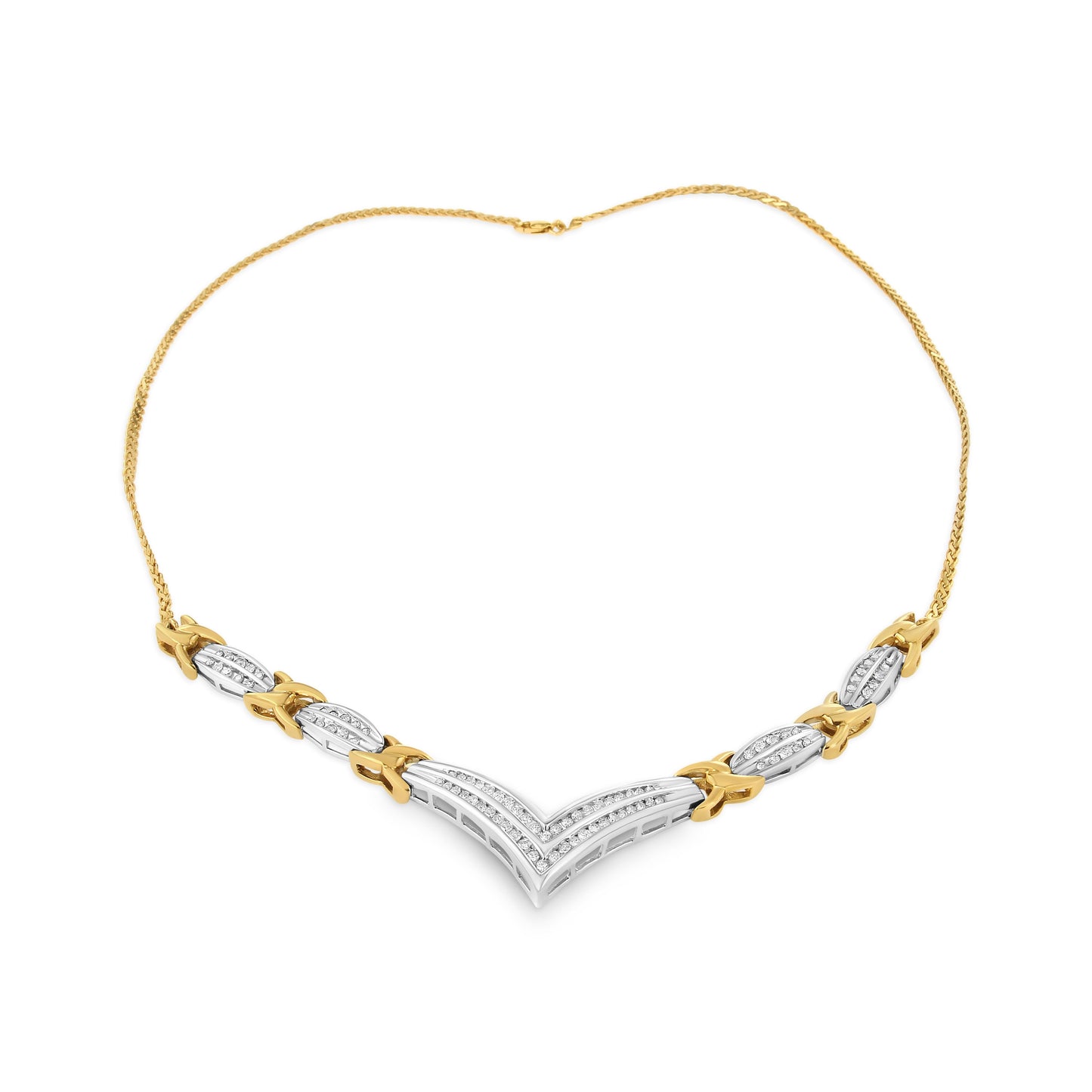 Collier Déclaration en Diamant en Or 10K en Forme de V - 1,0 Cttw