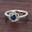 Bague de fiançailles en saphir bleu de 0,78 carat et diamant en or blanc 14K