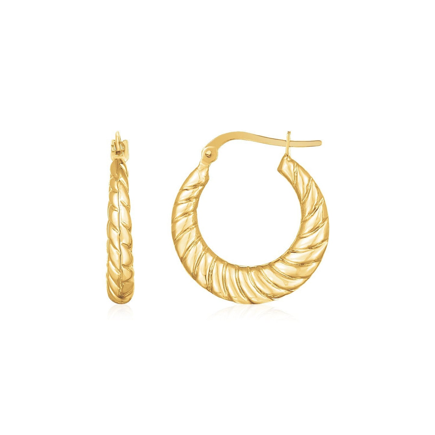 Aros Graduados de Cable Torcido Pulido de Oro Amarillo de 14K