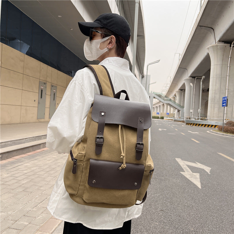 Mochila Retro de Lona con Cierre de Cordón - Elegante y Duradera