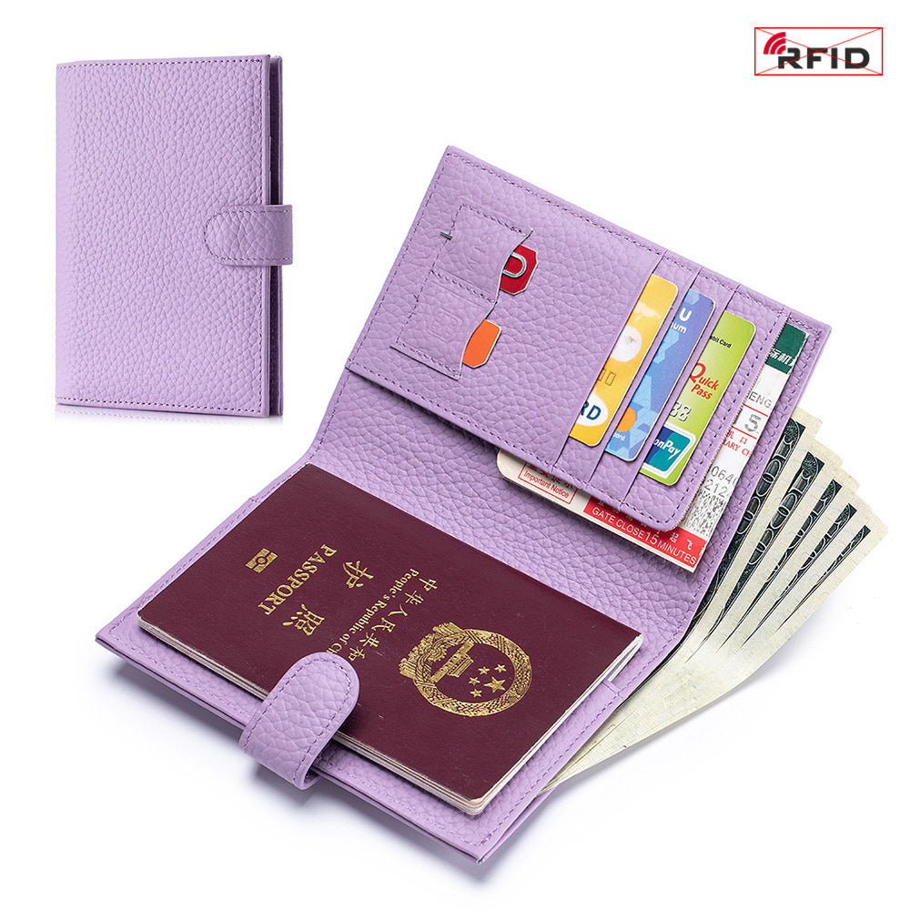 Bolso de Pasaporte Ultra Delgado de Cuero con Protección RFID