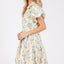 Vestido Mini Elegante de Verano con Ojal Floral y Mangas Abullonadas