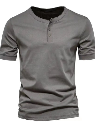 Men's Plus Size Henley Style T-Shirt with Button Detail