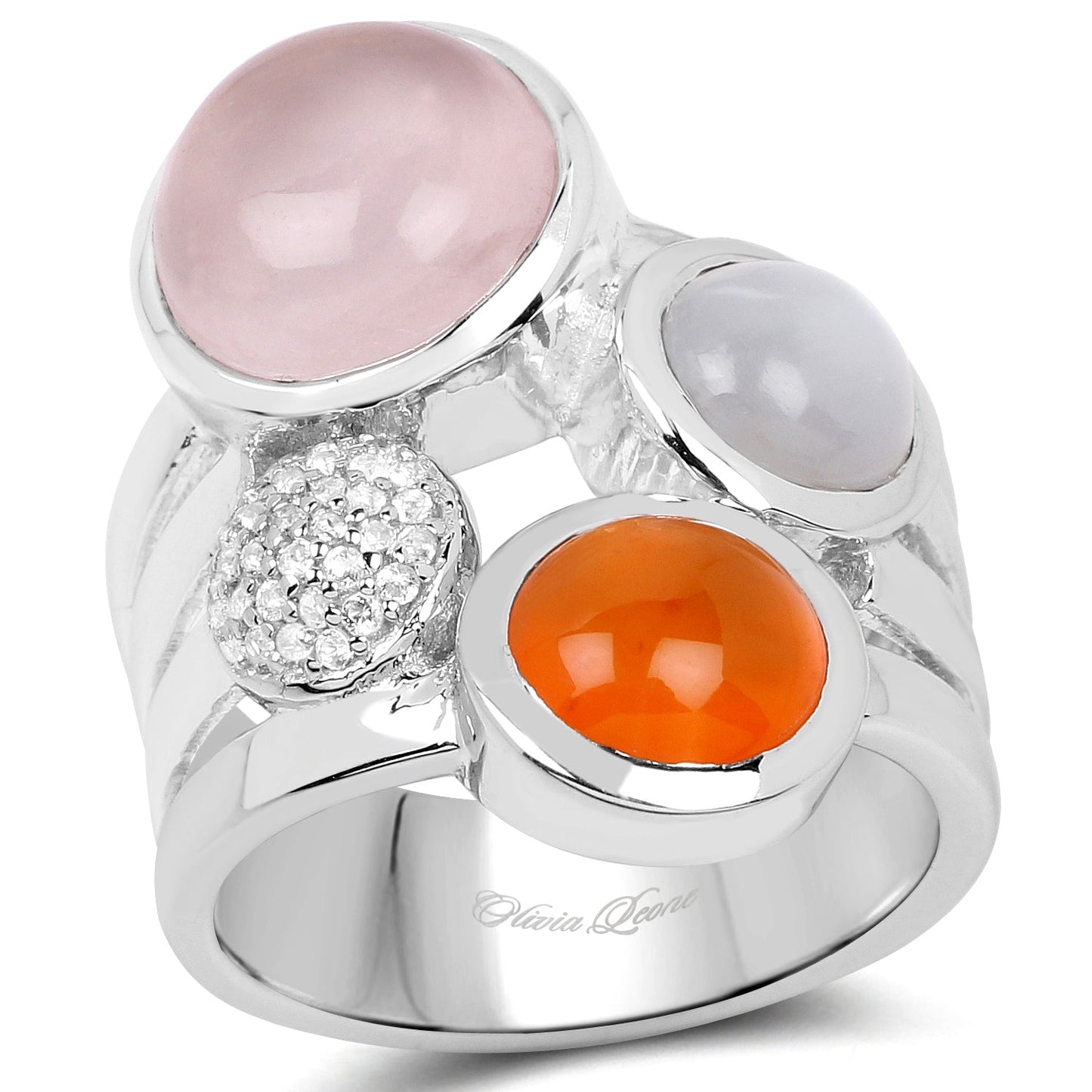 5.96 Carat Multi Stone Sterling Silver Engagement Ring
