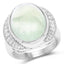 11.50 Carat Genuine Prehnite & White Topaz Sterling Silver Ring