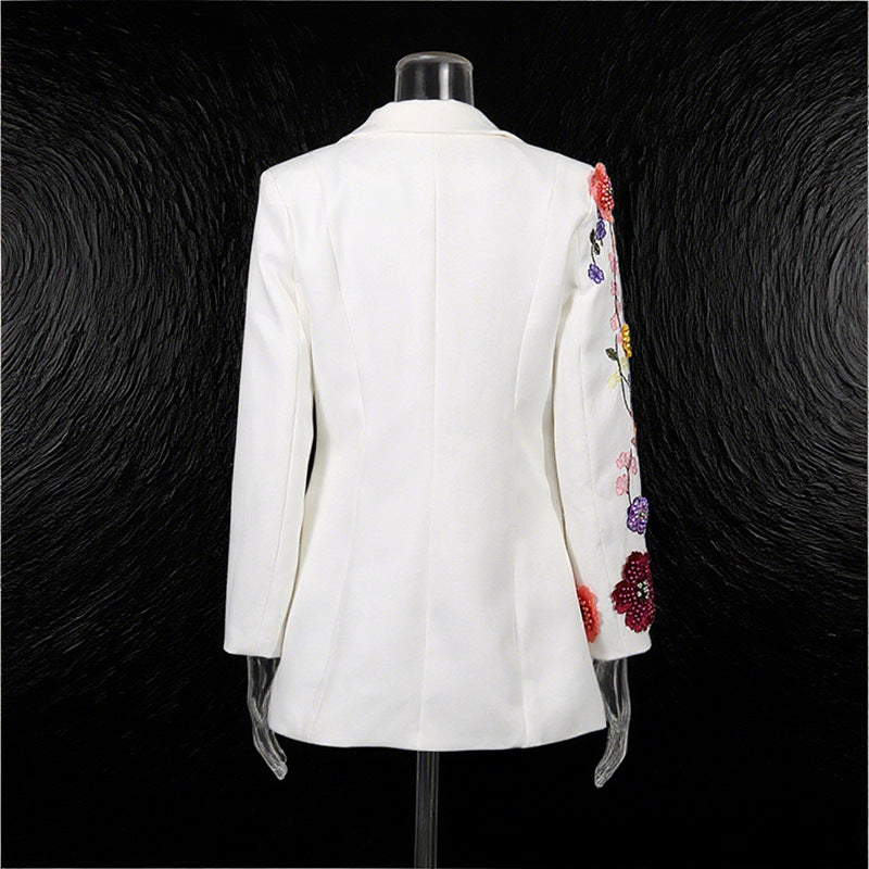 Elegant Women's Suit with 3D Floral Embroidery