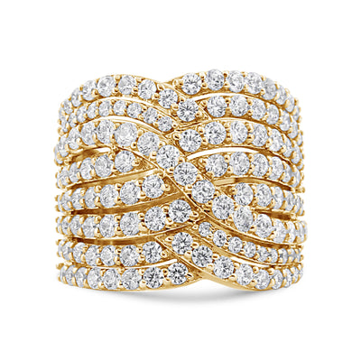 Bague de croisement en diamant 10K or jaune 3.0 Cttw - Taille 7