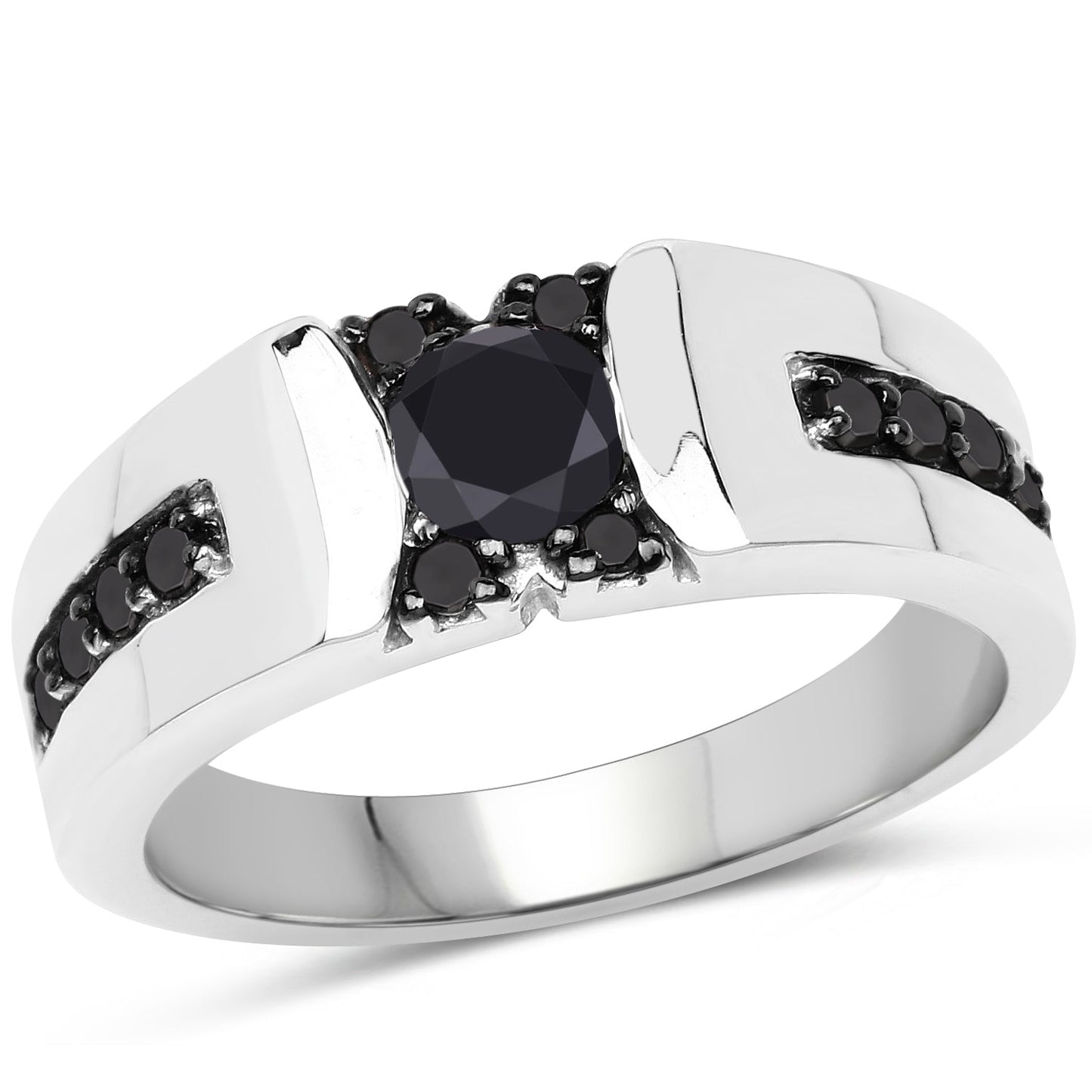 Bague de fiançailles en argent sterling avec diamant noir véritable de 0,83 carat