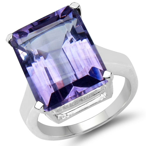 Bague de fiançailles en argent sterling avec améthyste véritable de 11,47 carats