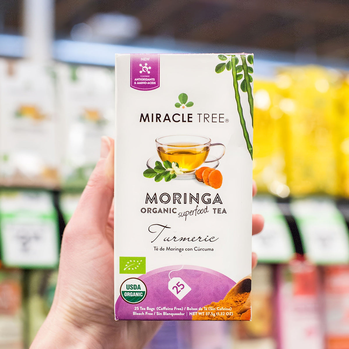 Organic Moringa & Turmeric Tea - 25 Wrapped Tea Bags