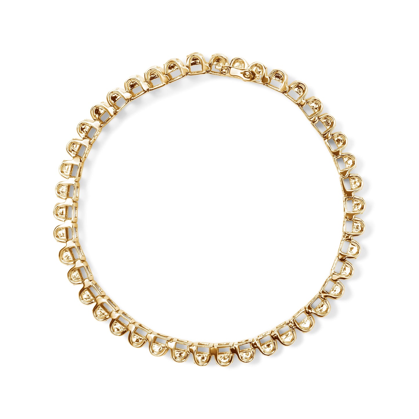 Bracelet de tennis en or jaune 14 carats avec diamants taille princesse en forme de boucle