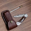 Exquisite Custom Damascus Folding Knife – 3" Blade with Elegant Leather Sheath - Korvel