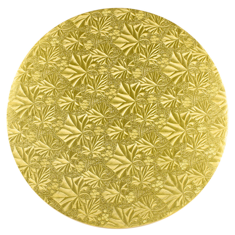 Cake Board - 8" Rd Gold Wrap - (Foldunder) - Korvel