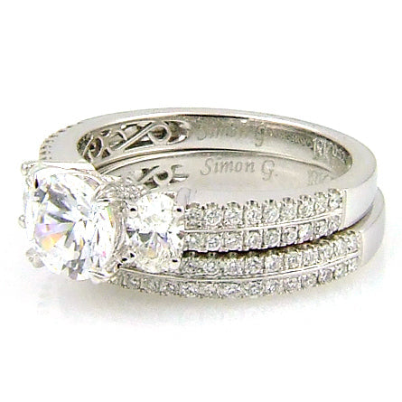 Conjunto de Anillo de Compromiso Natural de 1.05ct en Oro Blanco de 18KT
