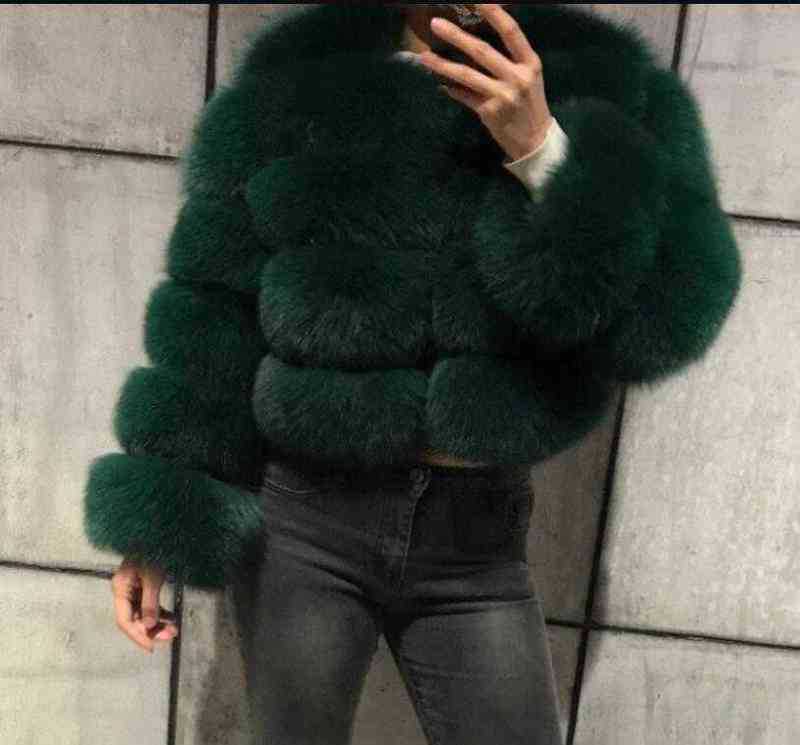 Elegant Faux Fur Patchwork Overcoat