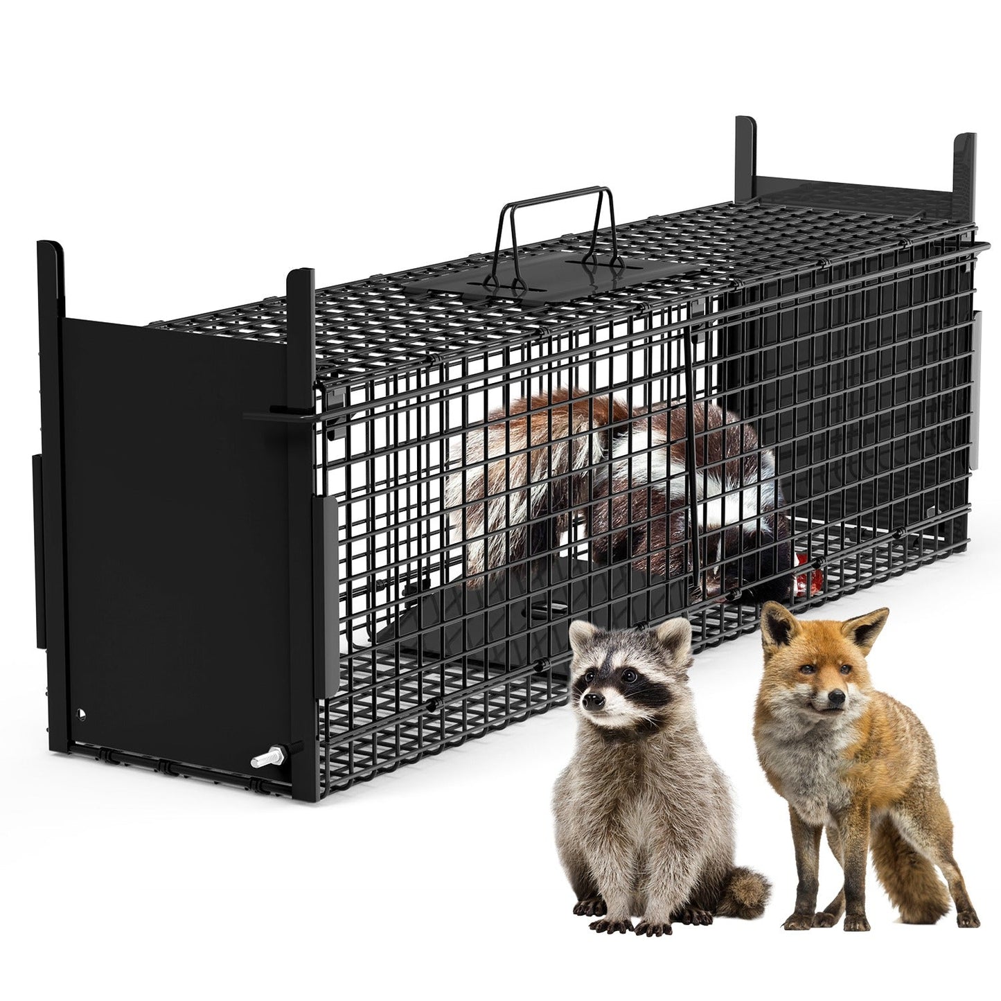 Trampa de Jaula para Animales Vivos de 40 pulgadas con 2 Puertas para Animales de Hasta 18lbs