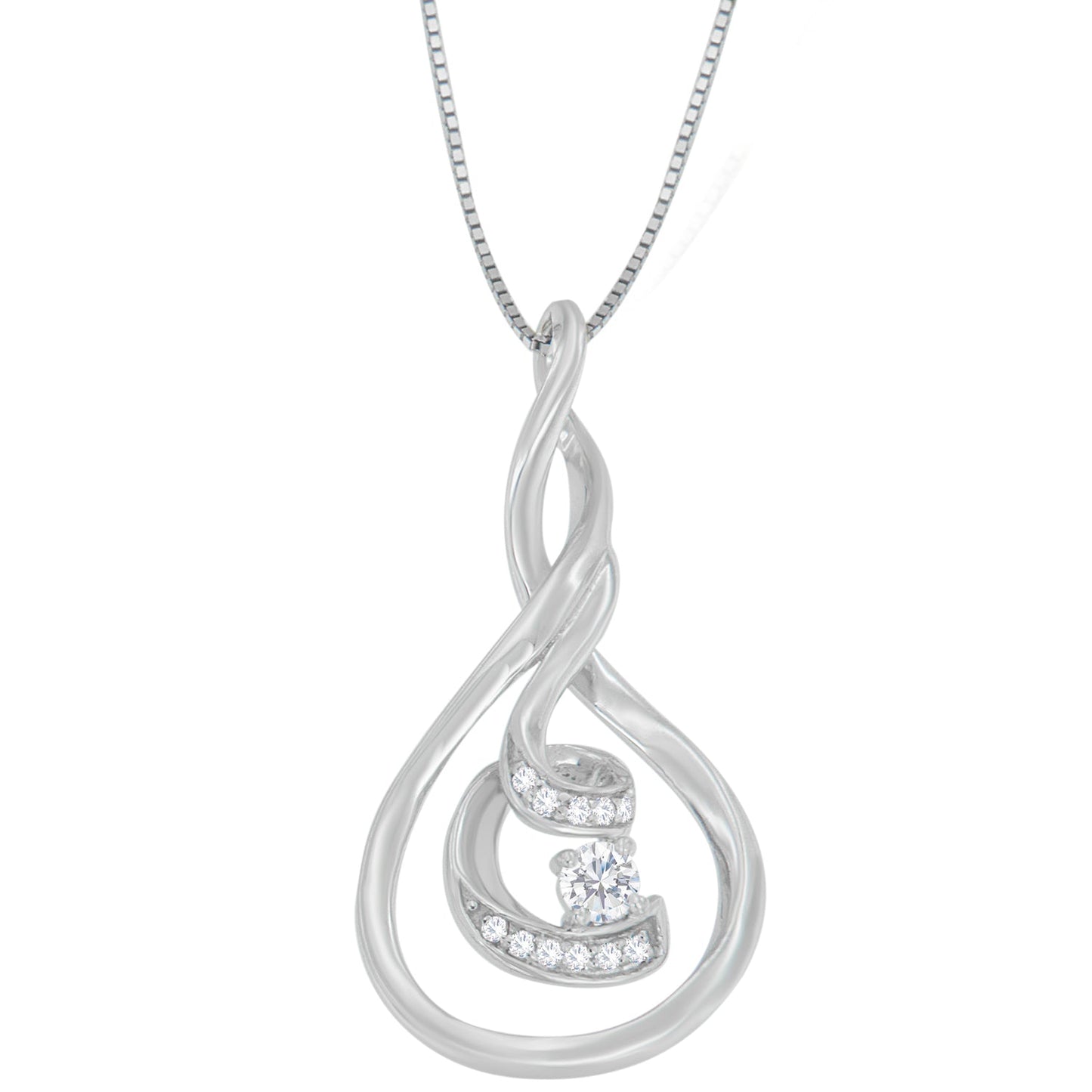 Collier Pendentif Spiral en Diamant en Or Blanc 10K Espira