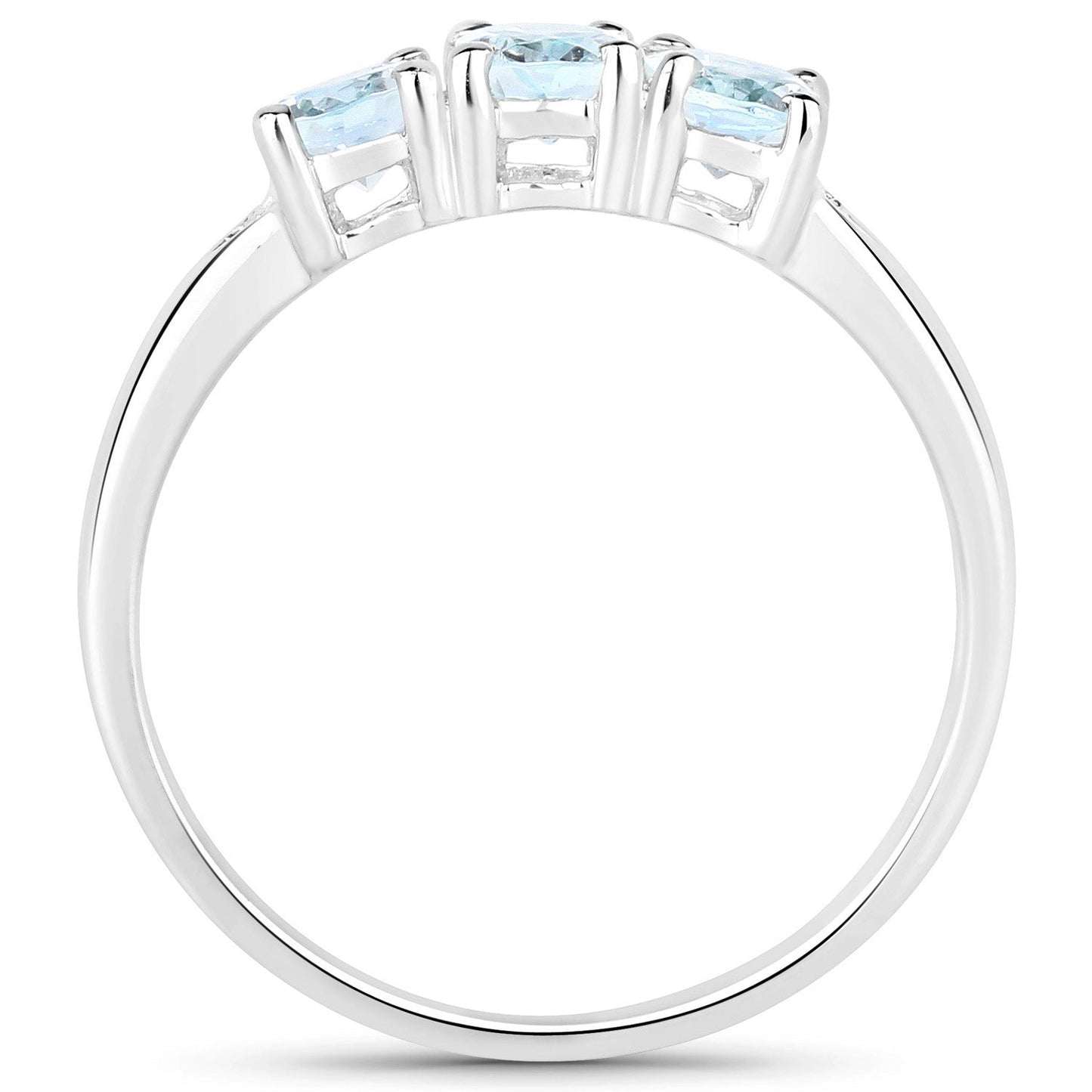 0.95 Carat Aquamarine & Diamond Sterling Silver Engagement Ring